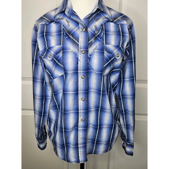 Panhandle Slim Tops - Brooks And Dunn By Panhandle Slim Womens Plaid Western Shirt Pearlsnap Sz Small